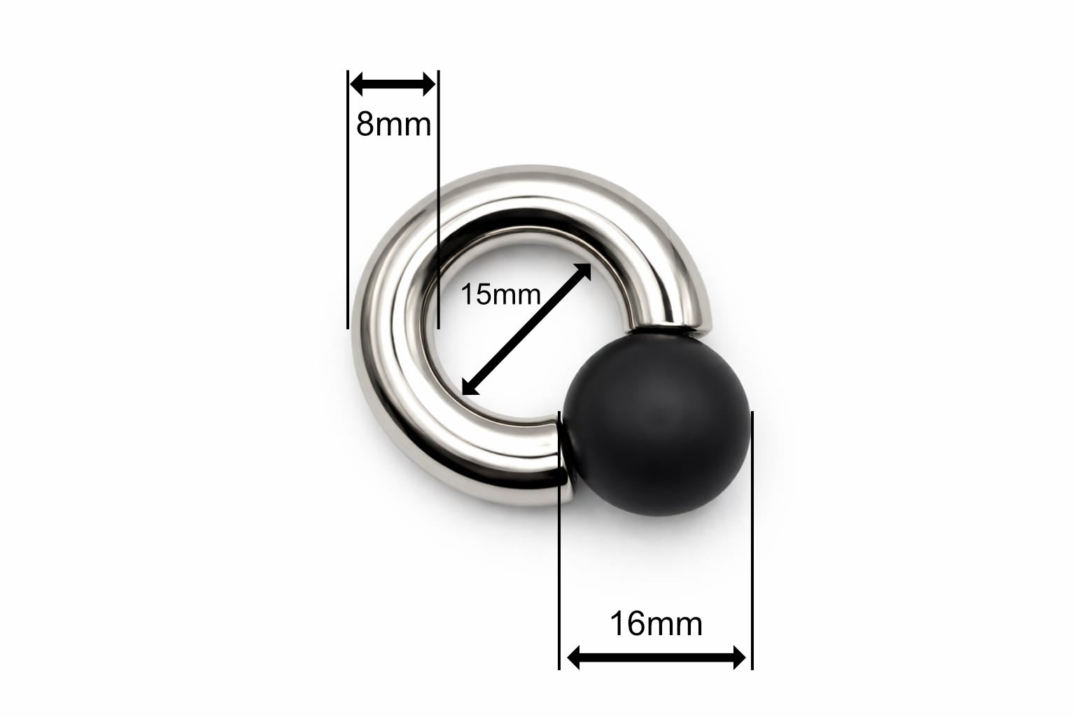 Blackmoon Mega Mini Monster Ring 8mm gauge | 15mm internal diameter | 16mm ball | 316L stainless steel