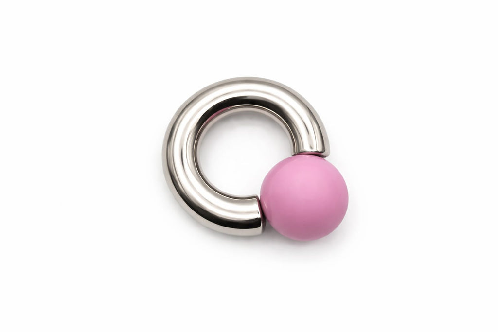 Pink Rose Mega Mini Monster Ring 8mm gauge | 15mm internal diameter | 16mm ball | 316L stainless steel