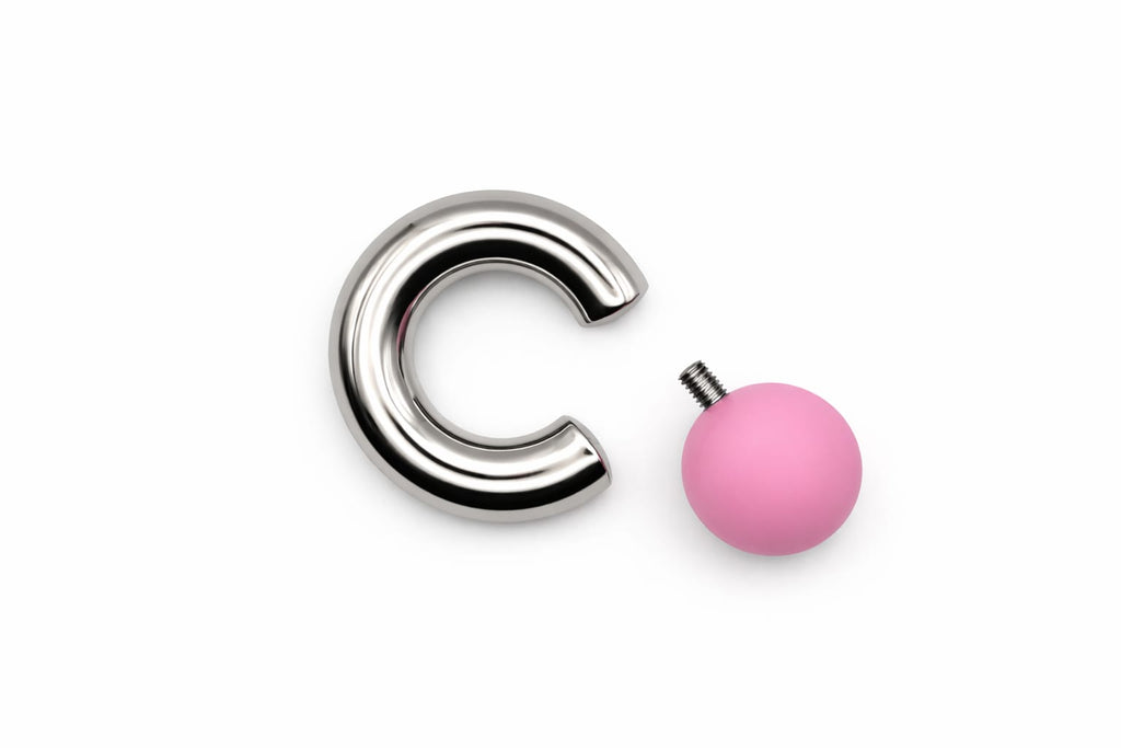 Pink Rose Mega Mini Monster Ring 8mm gauge | 15mm internal diameter | 16mm ball | 316L stainless steel