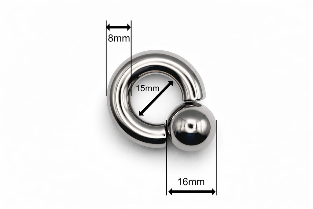 Mega Mini Monster Ring 8mm gauge | 15mm internal diameter | 16mm ball | 316L stainless steel